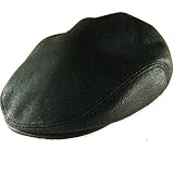 FAUX LEATHER AVIATOR IVY DRIVER GOLF CAP HAT * BLACK * Small / Medium