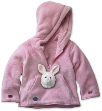 HoodiePet Childrens Kids fleece hoodie sweatshirt with fun interchangeable plush stuffed animal bunny toy puppet-Pink -1-2