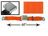 2-point Lap Seat Belt, Orange, 60 Inch Length, with Chrome Lift Latch
