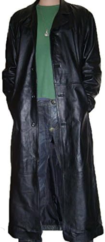 Creazioniinpelle Men's Leather Trench Coat Jacket Made In Italy Size XXL Black