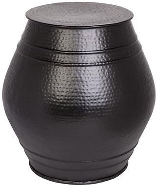 HorizonInterseas H-1200 Moroccan Hammered Stool, Black