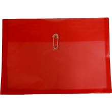 Filexec Poly envelope, Legal size, Side load, Button string closure ,Red (Pack of 6) (50067-15102)