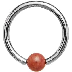 Leopard Skin Jasper Natural Stone Bcr Captive Ring
