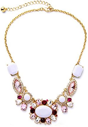 YoyoDong Bling Bling Crystal Elliptical Rhinestone Pendant Gold Plated Necklace