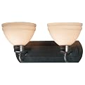Odyssey Two-Light Vanity, Copper Bronze with White Opal Globes