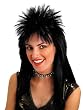 Wig with Spiked Top Sexy Shoulder Length Rock Star Look Black