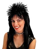 Wig with Spiked Top Sexy Shoulder Length Rock Star Look Black