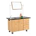 Diversified Woodcrafts 4342K Solid Oak Wood Extra Large Mobile Demonstration Center with Sink and Fixtures, ChemGuard Top, 54" Width x 36" Height x 30" Depth