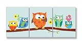 The Kids Room By Stupell Set Of 3 Rectangle Wall Decor, Owls On Branch Part 2 Designer Prints And Wa