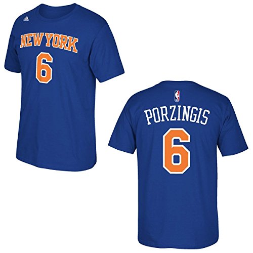 New York Knicks Kristaps Porzingis Adidas NBA Men Player T Shirt Blue L