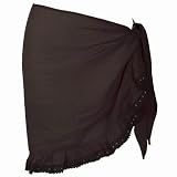 Black Short Ruffled Edge Hip Wrap Pareo Sarong
