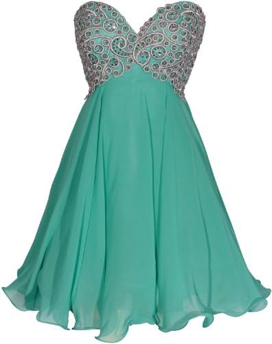 VILAVI Women's A-line Sweetheart Short Chiffon Party Dresses 6 Jade-Silver