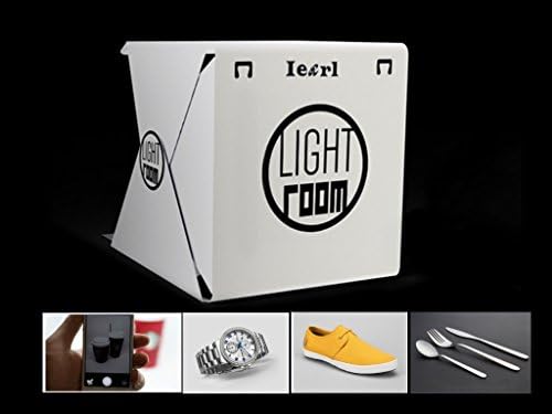 Iearl Mini Foldable Photography Studio LED Light Shooting Tent Kit with Two Background(White and Black)