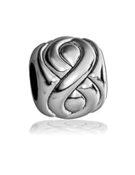 Embossed Full Infinity Symbol Bead in Sterling Silver