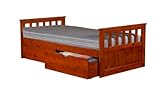 Twin over Full Mission Bunk Bed--Fixed Ladder--Honey with Trundle