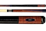 Joss Antique-Stained Maple Pool Cue with White Pearl, Ebony, and Blue Veneer Vignette Inlays