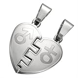 Two Piece Heart Stainess Steel Love Pendant