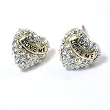 Gorgeous Designer Look ICED Crystal Love Me Heart Stud Earrings