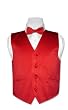 Covona BOY'S Solid RED Color Dress Vest BOWTIE Set