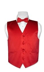 Covona BOY'S Solid RED Color Dress Vest BOWTIE Set