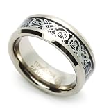 8MM Comfort Fit Tungsten Carbide Wedding Band Celtic Dragon Enlaid Ring (7 to 14) Cobalt Free
