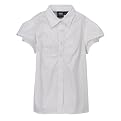 Girls' Uniform Short-Sleeve Swiss Dot Blouse - White