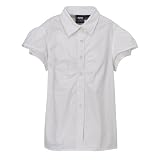 Juniors' Uniform Short-Sleeve Swiss Dot Blouse - White