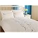 Honeysuckle White and Teal King Size Embroidered Duvet Cover Set