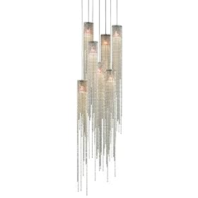 Nova Lighting 6343 Bead 7-Light Pendant, Brushed Nickel with Bead Chain Shade