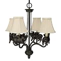 Flying Pig Chandelier with Linen Shades - Bronze
