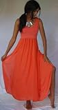 CORAL DRESS MAXI LAYERED LYCRA STRETCH FITS - M L 1X 2X - V868S