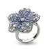 Dazzling Light Blue and Lavender Swarovski Crystal Flower Ring