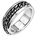 Size 10 -SPIKES 316L Stainless Steel Black Chain Spinner Ring