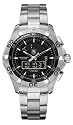 TAG Heuer Mens Aquaracer Chronotimer Analog Digital All Stainless Steel Watch. Model: CAF1010.BA0815