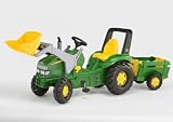 John Deere Kids Rolly Pedal Toy X-Trac Tractor + Loader + Farm Trailer