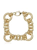 Bellavita Pulsera High Polish & Brushed Textured plata bañada en oro 18 ct