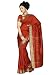 Rust Art Silk Saree Sari fabric India Golden Border