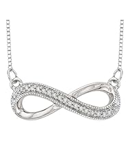 Infinity Diamond Milgrain Pendant with Chain in 10K White Gold (0.07 cttw)