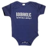 Boobaholic, the first step is admitting it - Silly Baby Onesie, Navy Blue