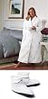 Large (size 16-18) White Down Robe and Matching Slippers