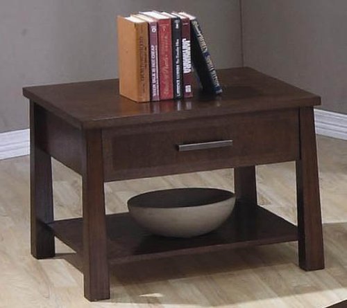 End Table with Storage Drawer in Oriental Oak Finish