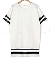 Plus Size Raglan Sleeves Round Neck Striped Print Polyester  Dress