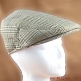 M/L SOFT WOOL TWEED PLAID IVY CABBY DRIVING GOLF CAP OLIVE