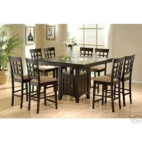 9 pc Counter Height Dining Table With Lazy Susan And Chairs by Coaster