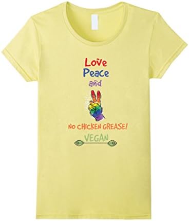 Women's Vegan Shirt Love Peace Animal Cruelty Vegetarian Plant-Based Small Lemon