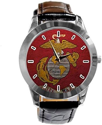 dog marines corps usmc Custom genuine leather strap stainless steel back Unisex Watch