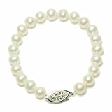 Sterling Silver White Freshwater Cultured Pearl A Grade  7.5-8mm Bracelet, 7.25"