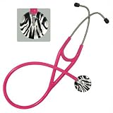 Adult Stethoscope with Zebra Print Design Color: Hot Pink Tubing