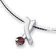 Diamond & Garnet Sterling Silver Slide on 16" Cubetto 3mm Chain