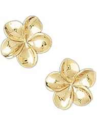 14K Yellow Gold Plumeria Earrings